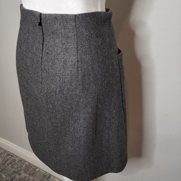 Katya Leonoviche faux wool grey skirt size 34 Italy Front Pockets Vegan Feminie - Picture 7 of 14